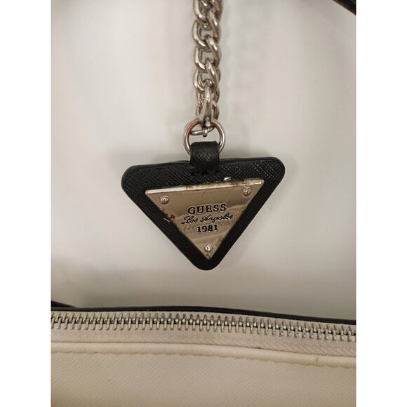 Guess 1981 White, Cream & Black Handbag / Shoulder Satchel / Purse With Adjustab - Picture 12 of 16